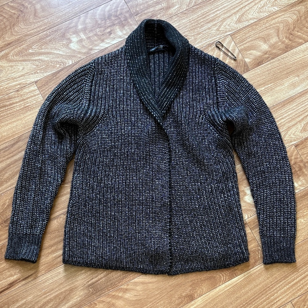 Lauren Vidal Charcoal and Black Knit Cardigan